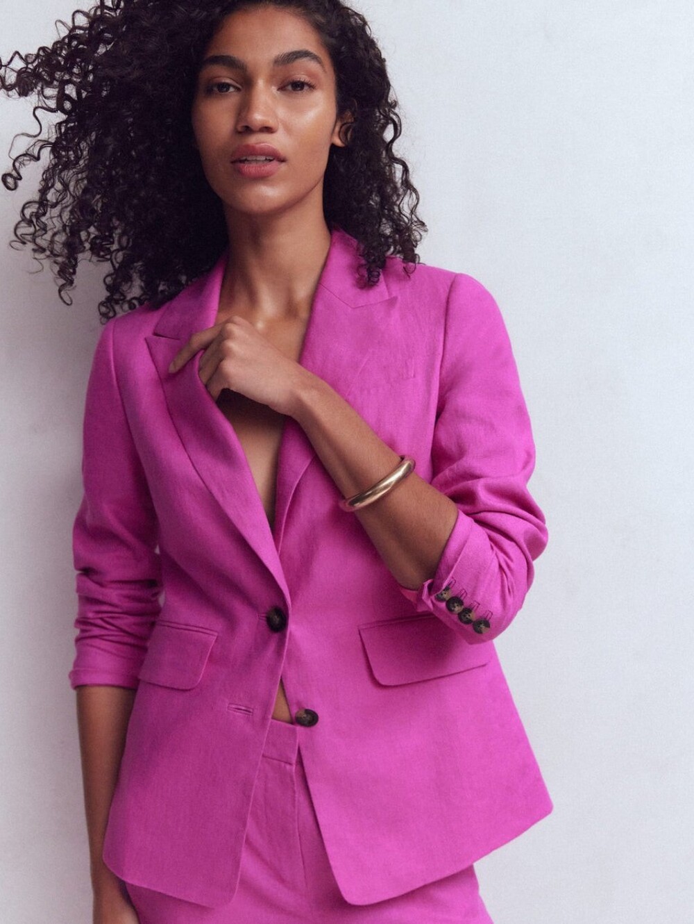 Boden | Stamford Linen Blazer In The Color Passion Flower Size 6P